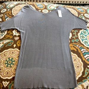 Gray Short-Sleeve V-Neck Blouse